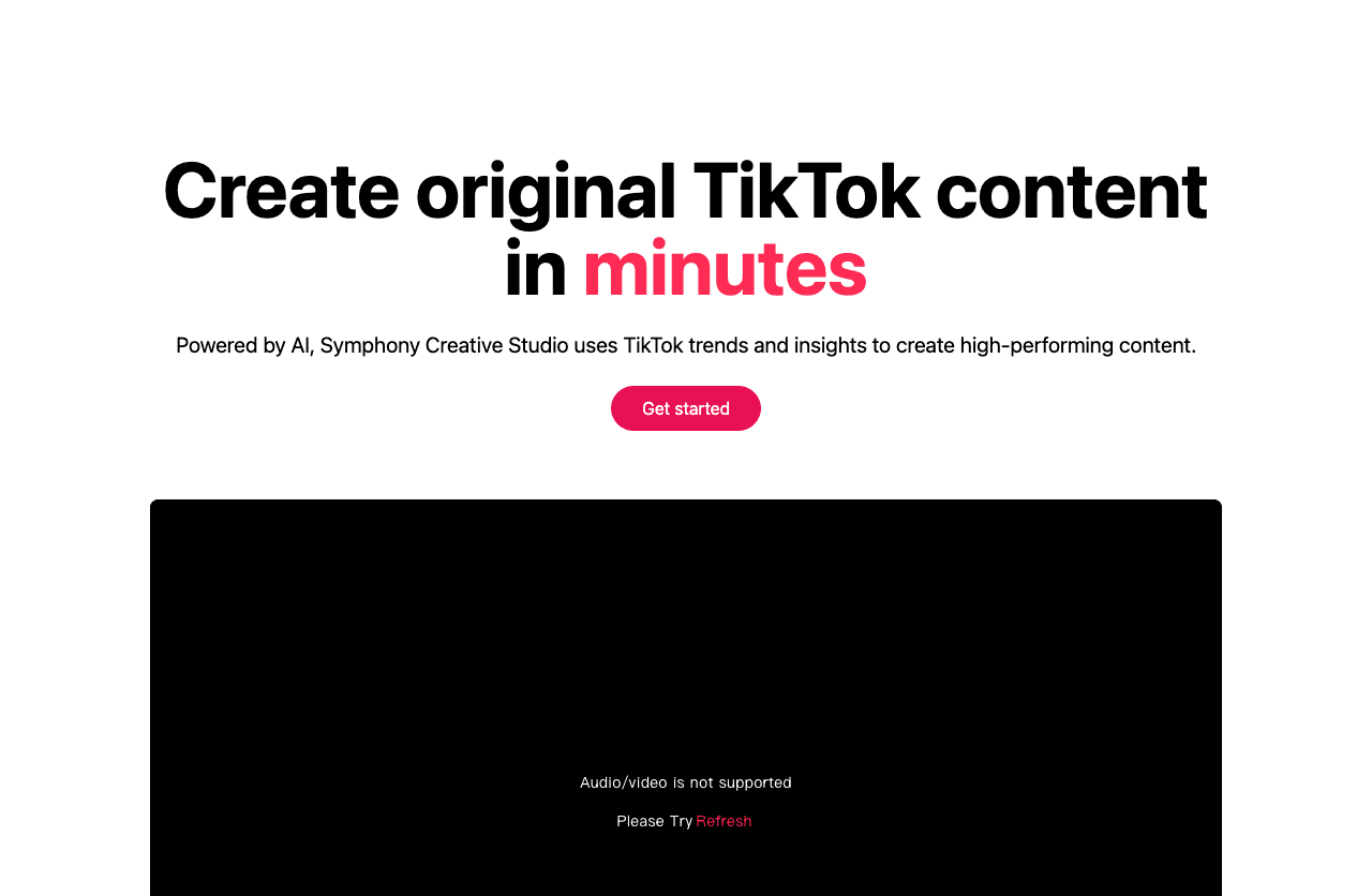 Symphony Creative Studio Video Generation showing tiktok video generator - Create TikTok Videos in Minutes with AI