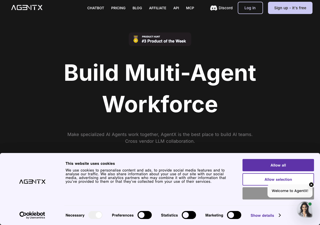 AgentX Conversational AI showing Conversational AI - Empowering Communication Through AI