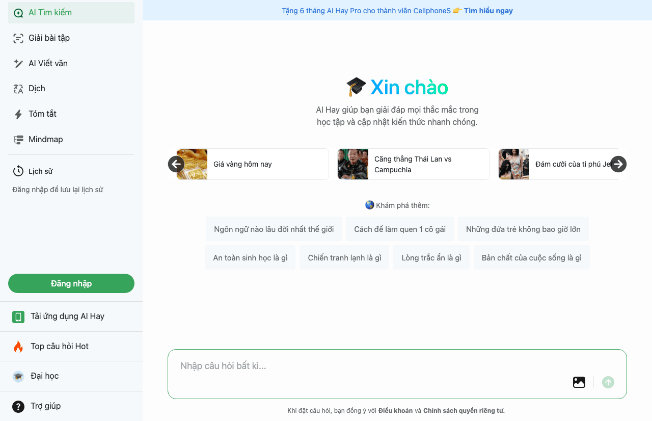 AI Hay - Hỏi đáp cùng AI Conversational AI showing vietnamese ai - Vietnam’s first and largest AI Q&A community