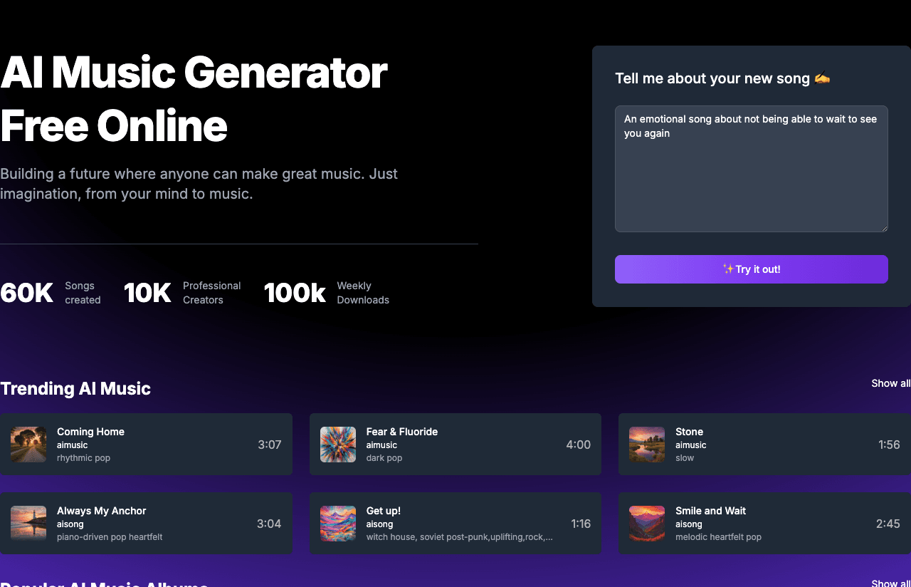 AI Music Generator Music Generation showing Music Generation - Unleash the Power of AI in Music Creation