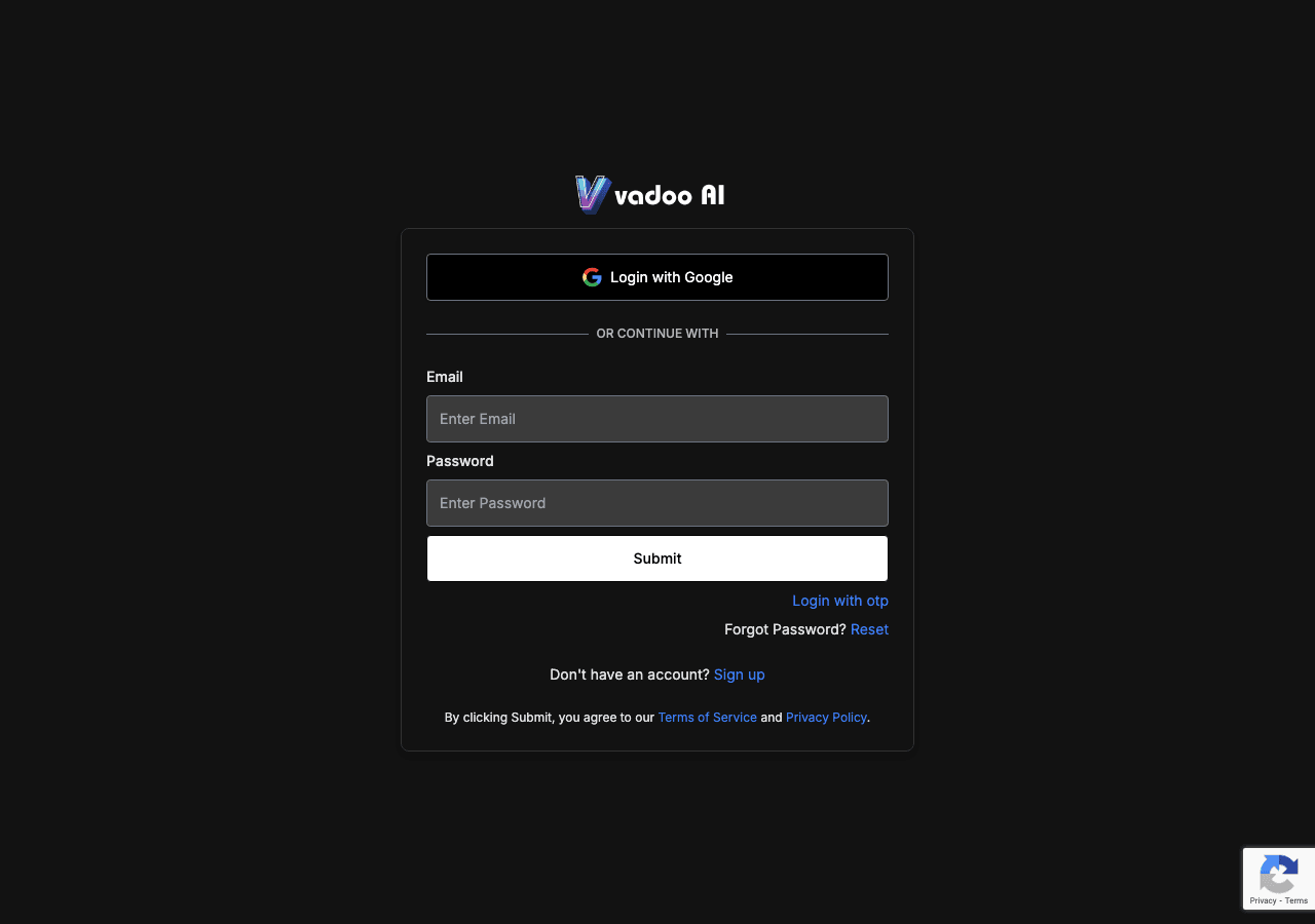 Vadoo AI Video Generation showing Video Generation - All-in-one AI platform for effortless video and image creation