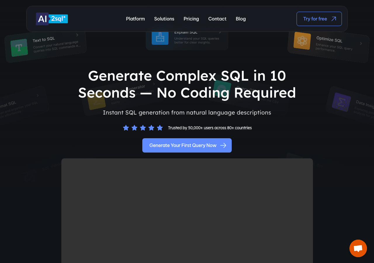 AI2sql Code Assistance showing Code Assistance - Transform natural language into powerful SQL & NoSQL queries instantly