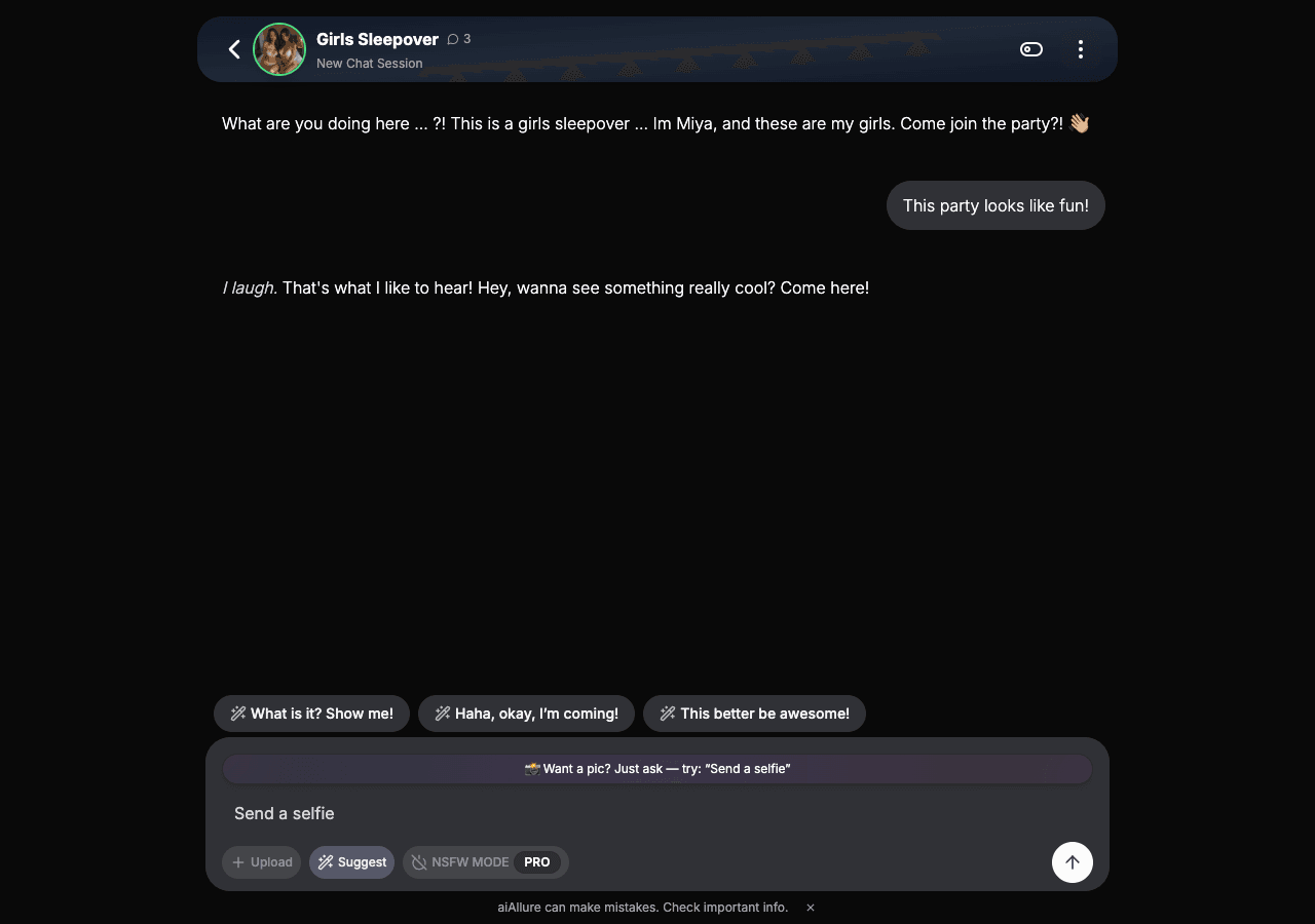 aiAllure Conversational AI showing Conversational AI - Create your perfect AI companion—customizable, interactive, and always