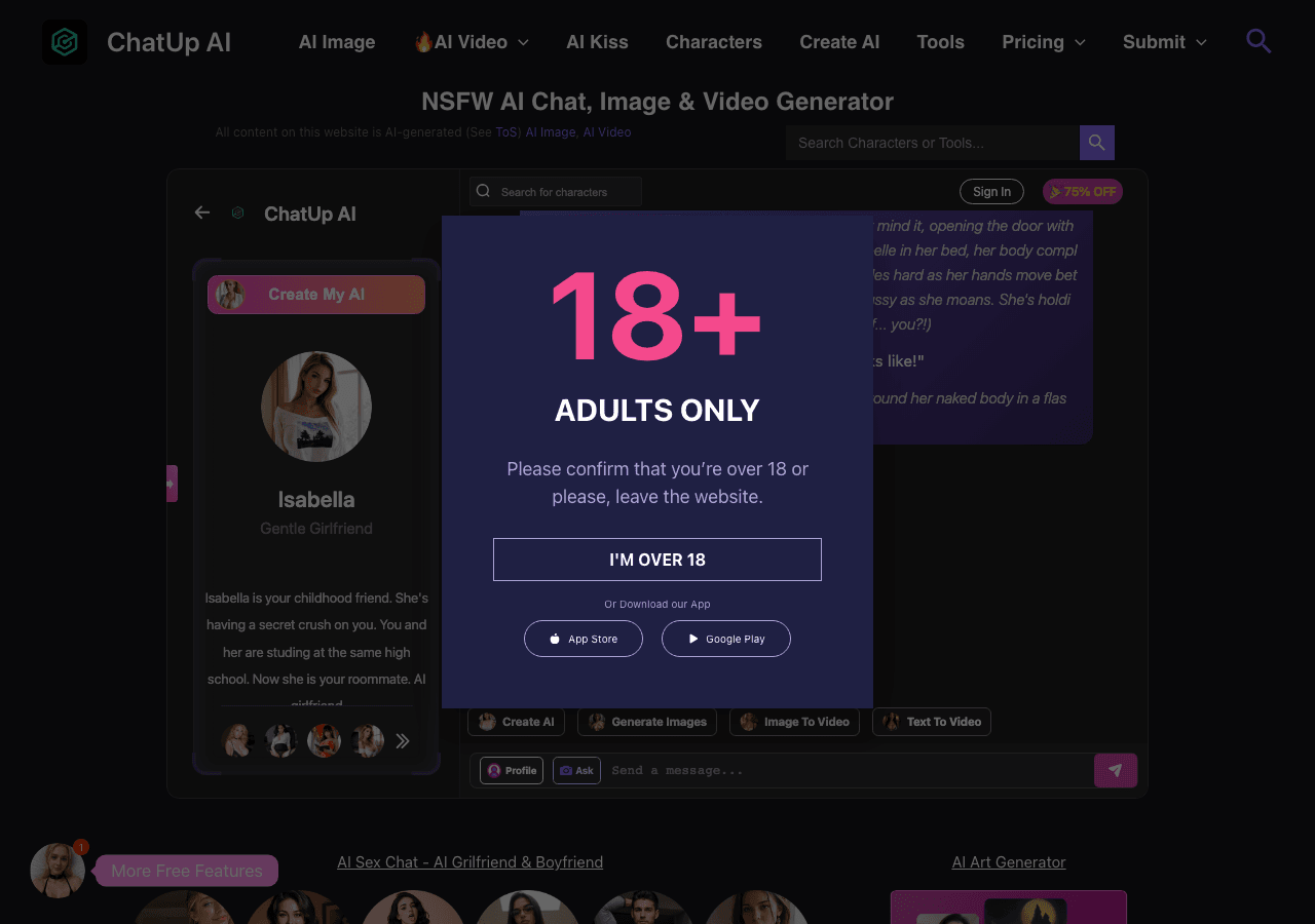 ChatUp AI Conversational AI showing Conversational AI - Uncensored AI for Unlimited Fantasy