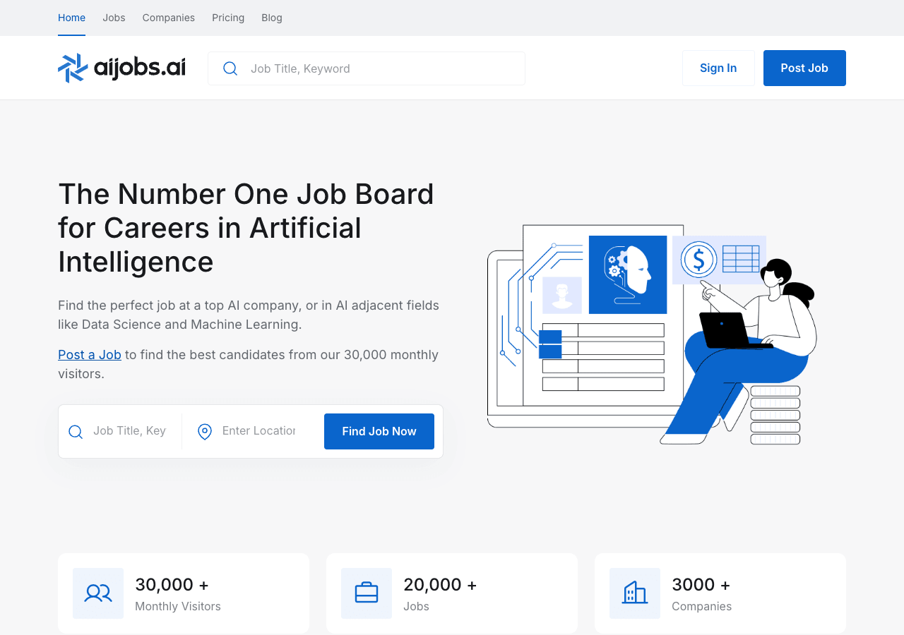 AIJobs.ai Search & Discovery showing Search & Discovery - The leading job board connecting AI, ML, and Data Science talent wi