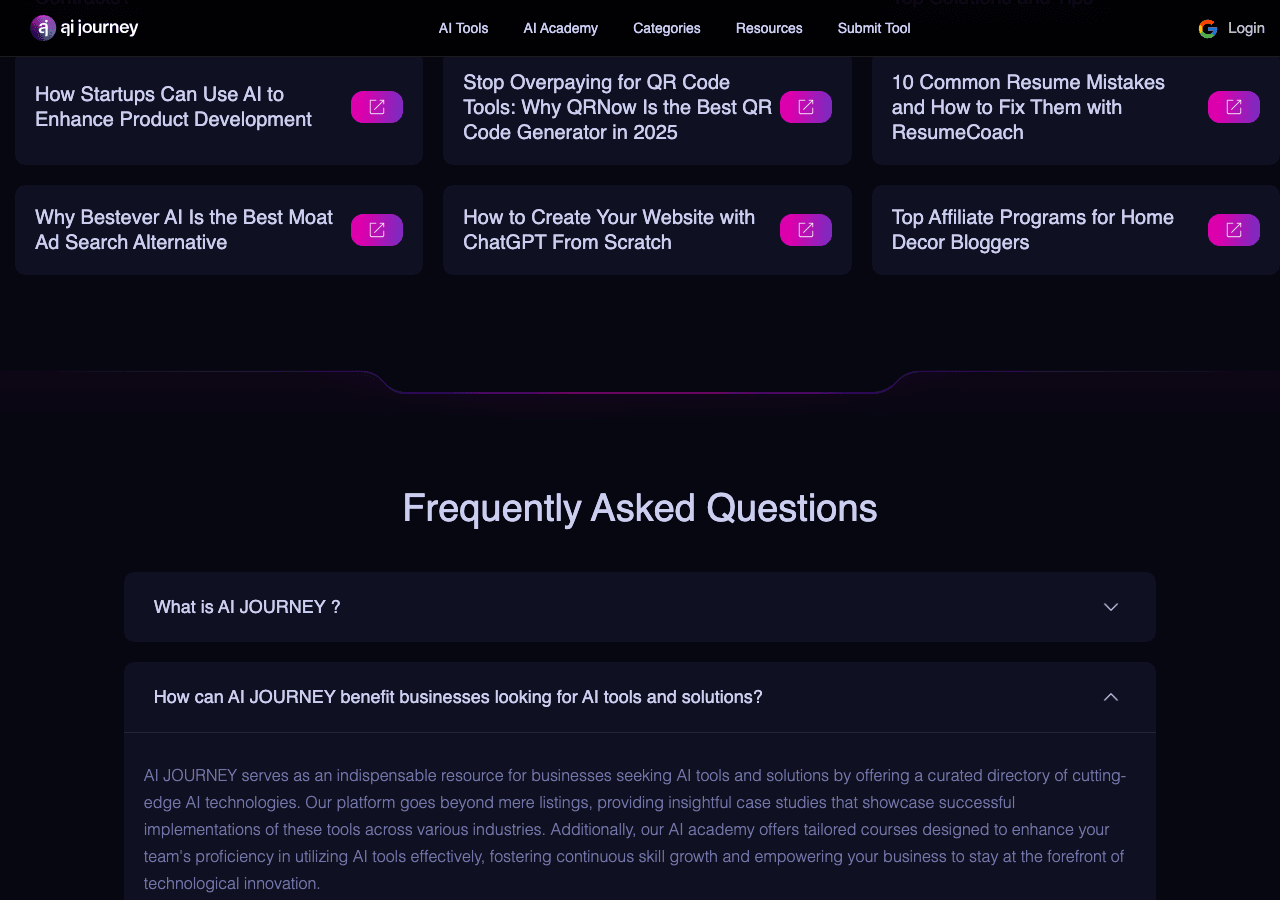 AIJourney Search & Discovery showing Search & Discovery - Discover, Learn, Master!