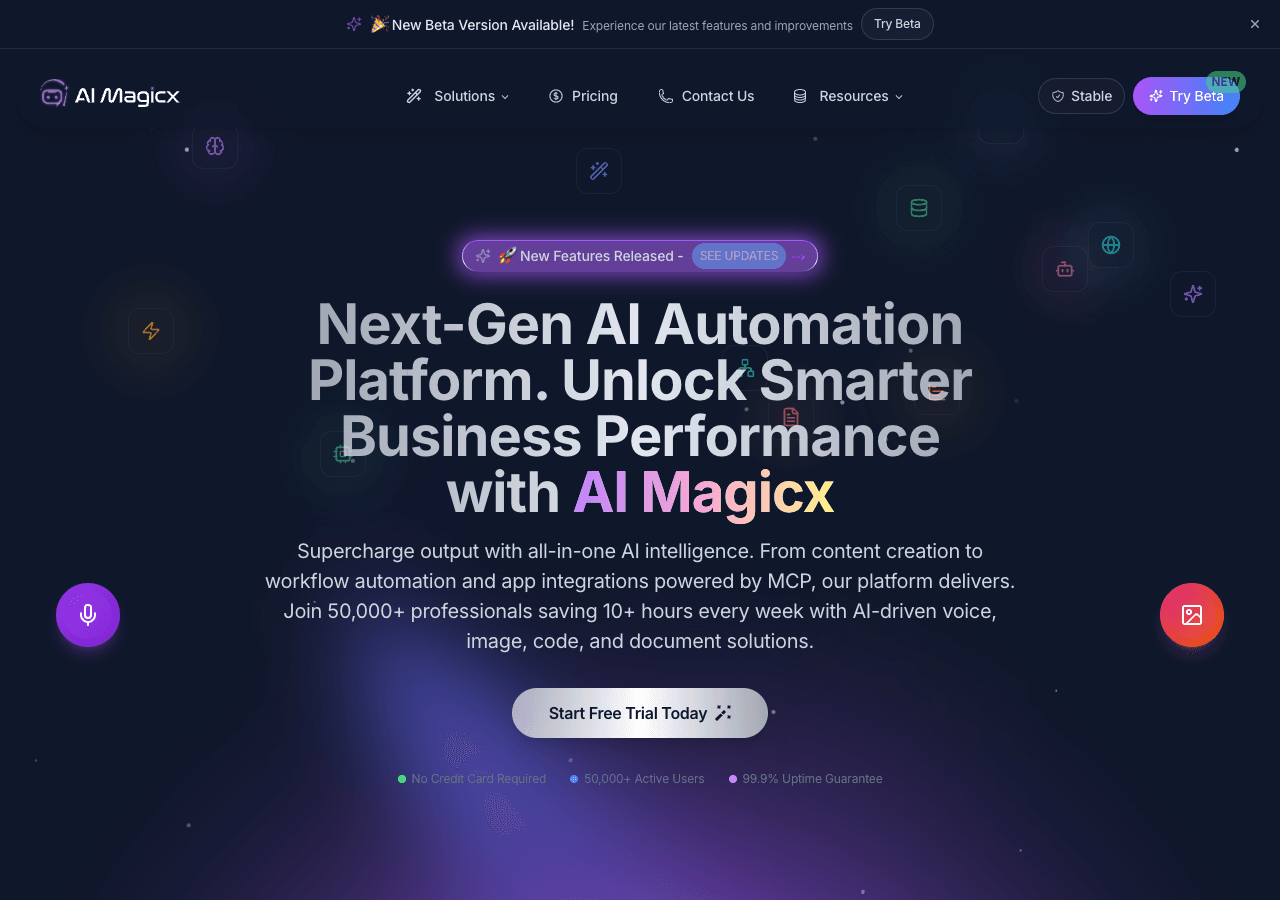 AI Magicx Conversational AI showing Conversational AI - AI-Powered Tools for Every Creator