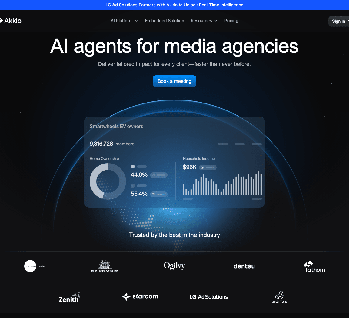 Akkio Data Analytics showing Data Analytics - Turn complex data into client-ready insights—instantly, with AI.