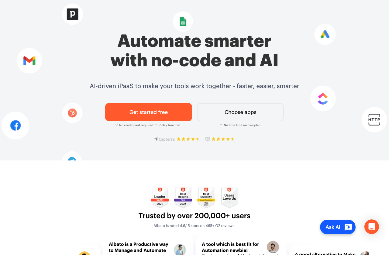 Albato Productivity & Collaboration showing Productivity & Collaboration - Seamlessly connect and automate your workflows wit