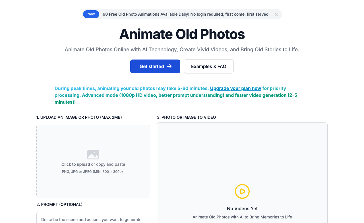 Animate Old Photos Video Generation showing Video Generation - Revive Your Memories Through Animation
