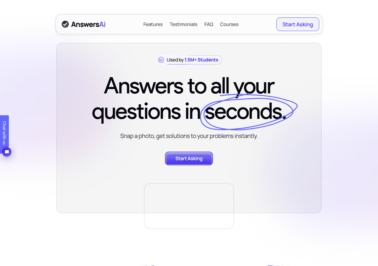 AnswersAi Conversational AI showing Conversational AI - Instant Answers & Explanations for Smarter Learning