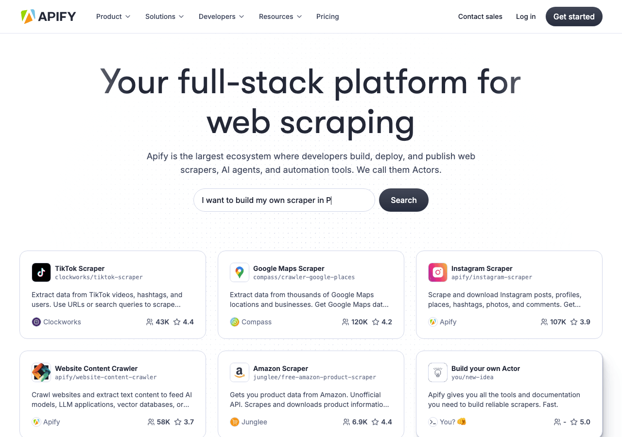 Apify Data Analytics showing Data Analytics - Automate Anything
