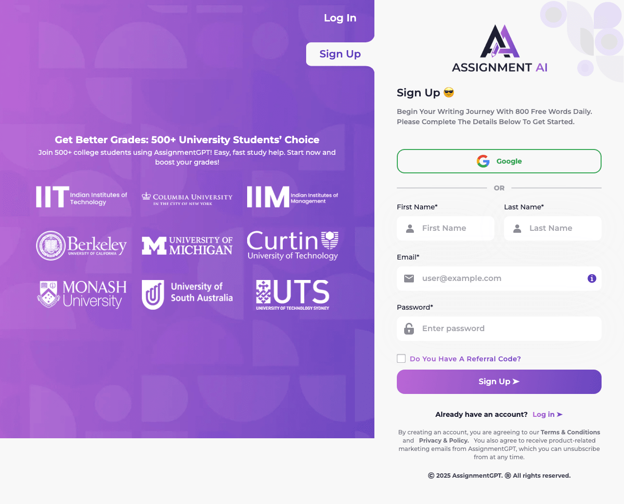 AssignmentGPT AI Writing & Translation showing Writing & Translation - All-in-one AI Assistant for Assignments, Math, and Wri