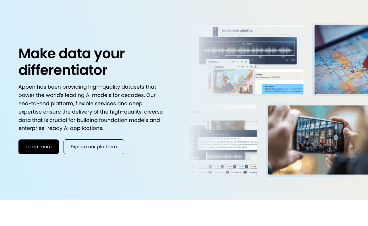 Appen Data Analytics showing data annotation - Powering AI with high-quality training data