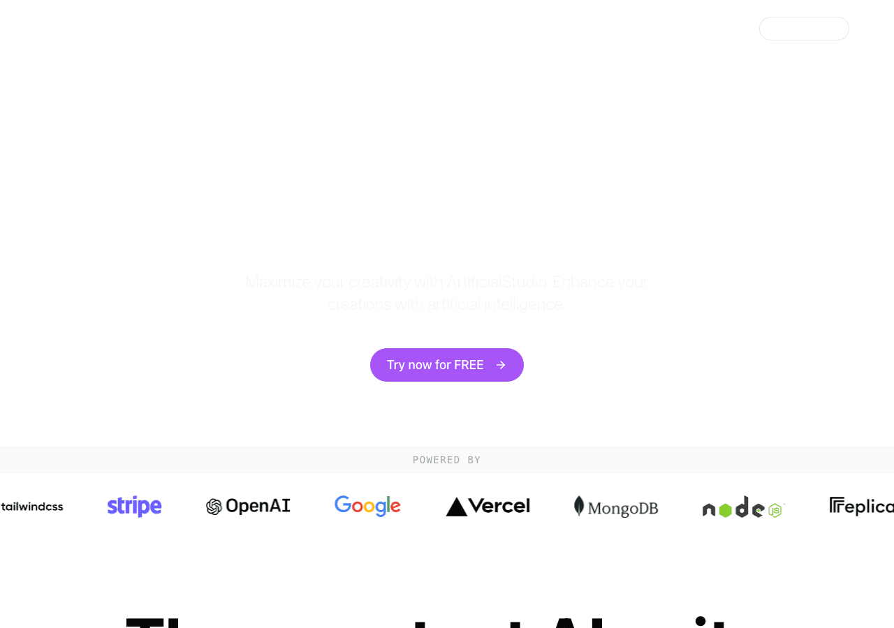 Artificial Studio Image Generation showing ai content creation - Create anything with 50+ AI tools in one platform