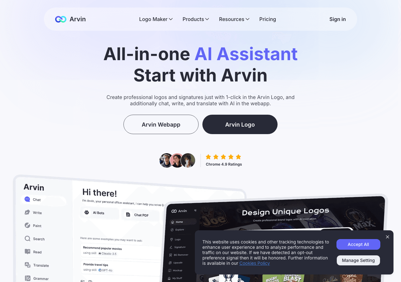 Arvin AI Conversational AI showing Conversational AI - Empowering communication with AI
