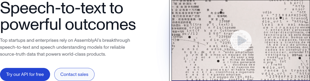 AssemblyAI Conversational AI showing Conversational AI - API for Accurate Speech Recognition