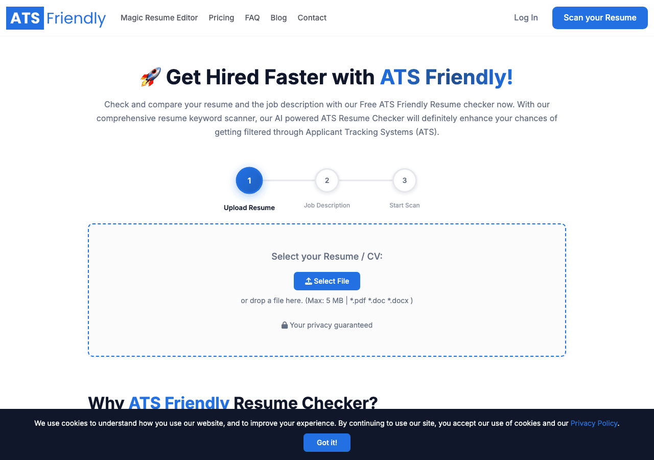 ATSFriendly.com Writing & Translation showing Writing & Translation - Get Hired Faster with ATS Friendly