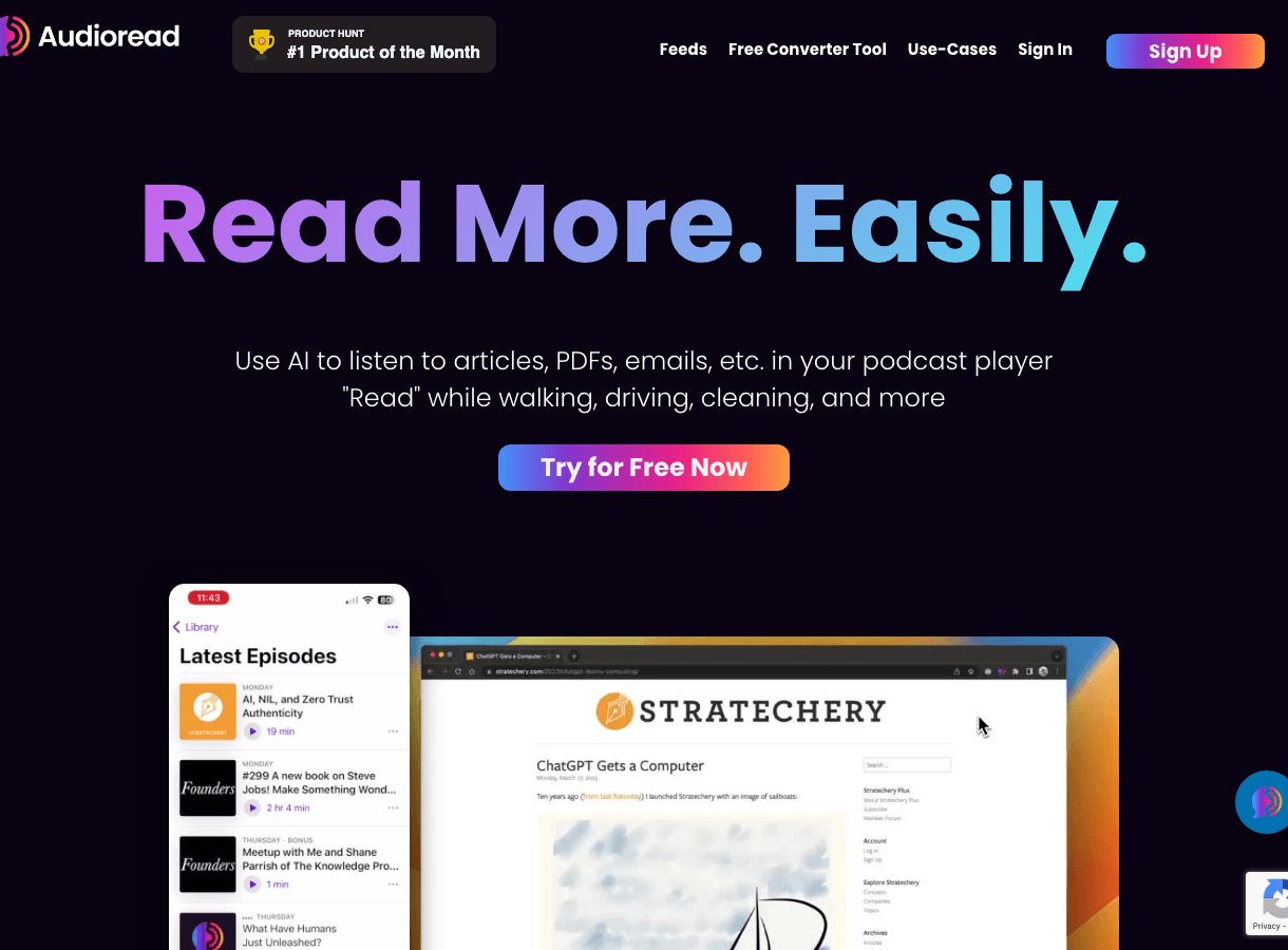 Audioread Audio Generation showing Audio Generation - Transforming audio content into valuable insights