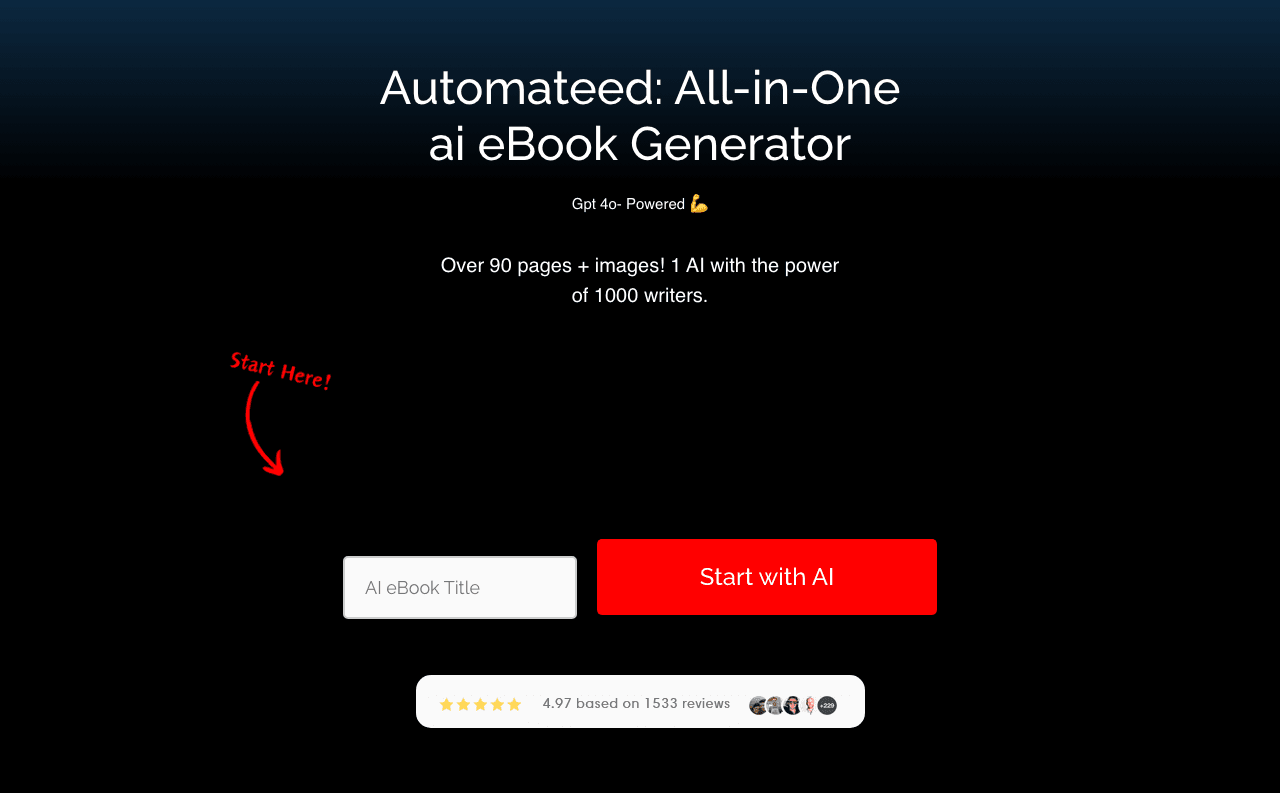 Automateed Writing & Translation showing Writing & Translation - Transform your ideas into published eBooks in minutes