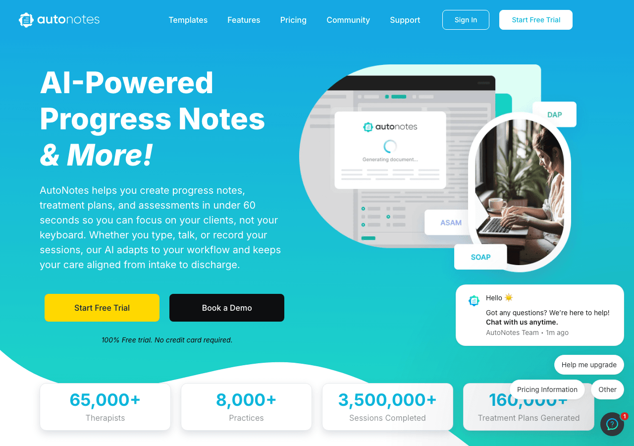 AutoNotes Productivity & Collaboration showing Productivity & Collaboration - Your AI Clinical Co-Pilot: Fast, Secure, and Sm