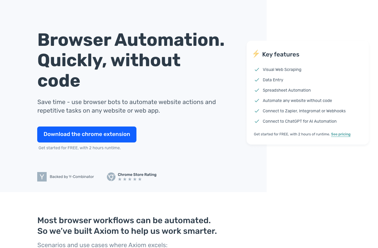 Axiom.ai Productivity & Collaboration showing Productivity & Collaboration - Automate website tasks without code