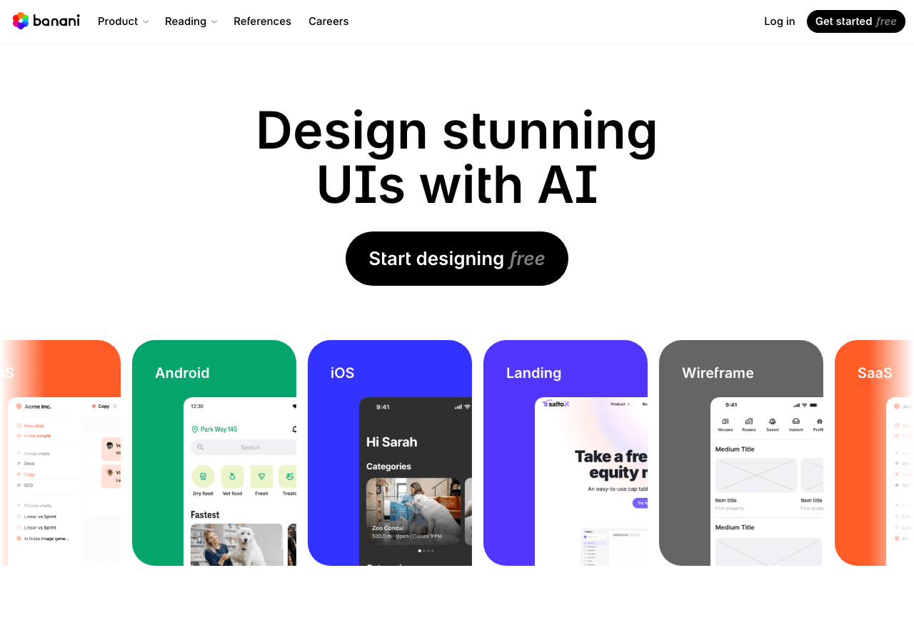Banani Design showing Design - AI Copilot for Effortless UI Design