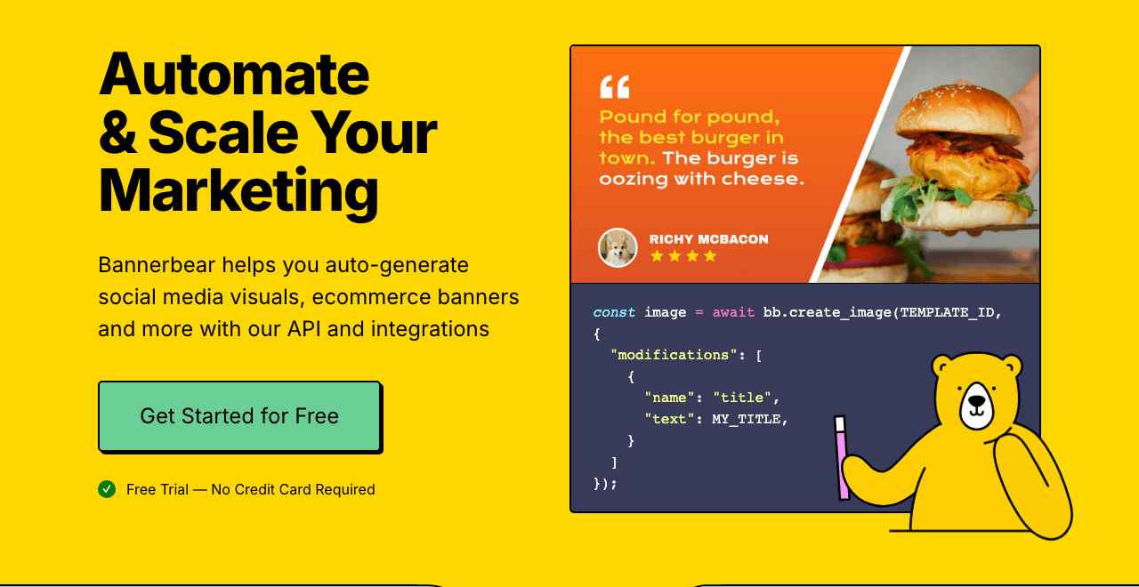 Bannerbear Image Generation showing Image Generation - API for automated image and video generation