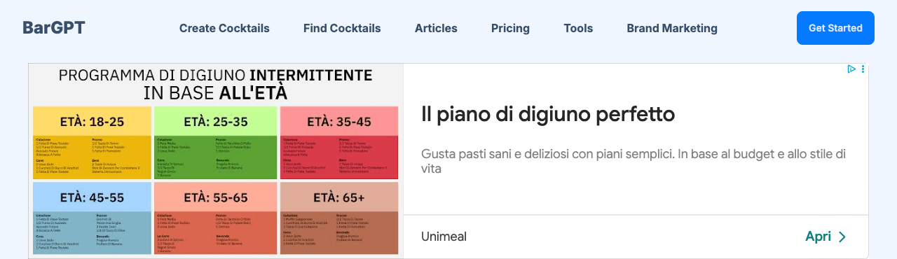 BarGPT Conversational AI showing Conversational AI - AI-crafted cocktails tailored to your taste