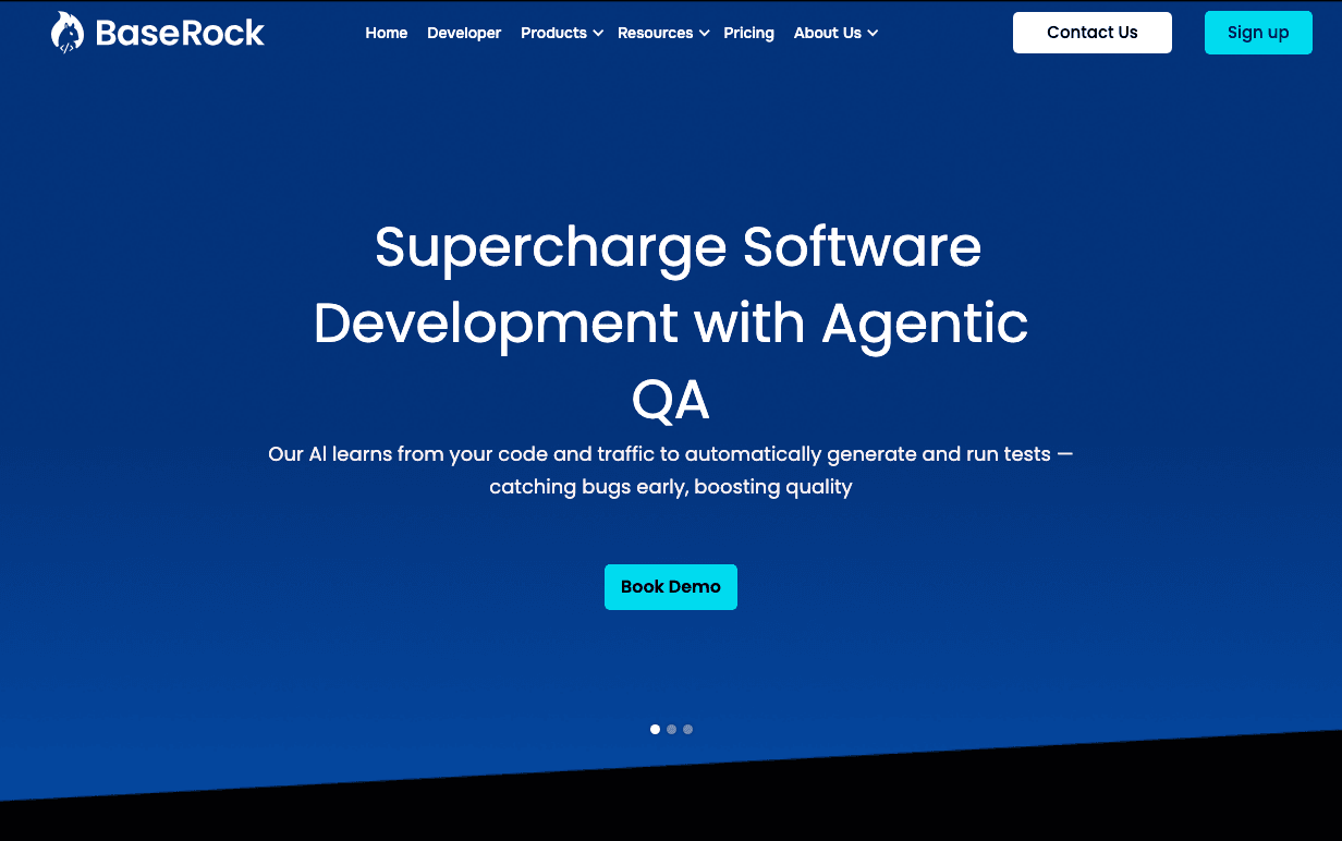 BaseRock.ai Code Assistance showing Code Assistance - Agentic AI for Automated Software Testing