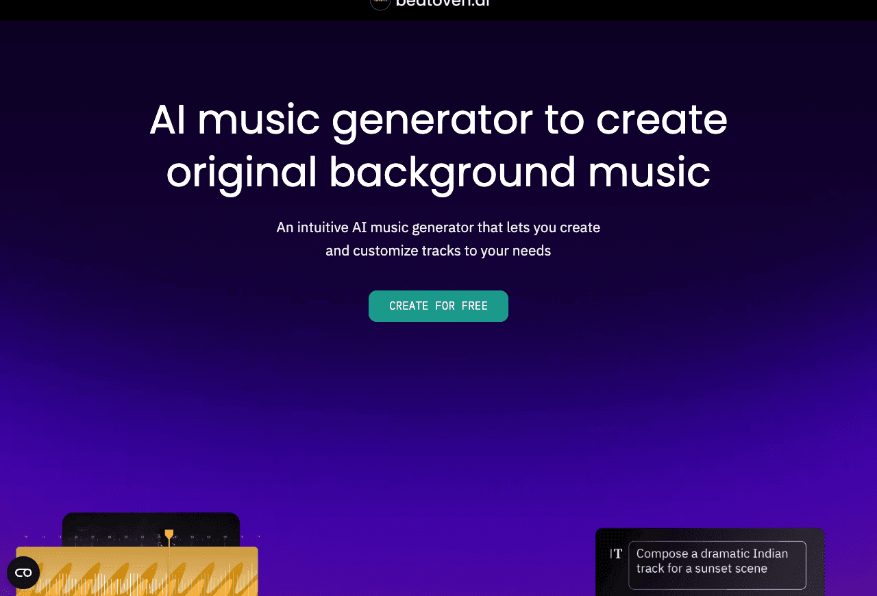 Beatoven.ai Audio Generation showing ai music generation - Royalty Free AI Music Generator