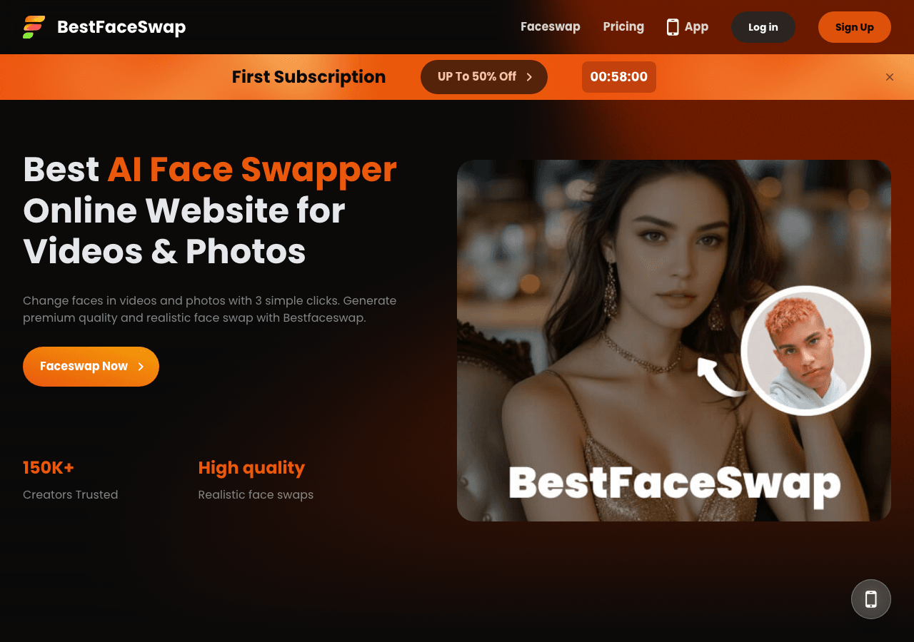 BestFaceSwap Image Generation showing Image Generation - Next-level AI face swaps for videos and photos—stunning, realistic r