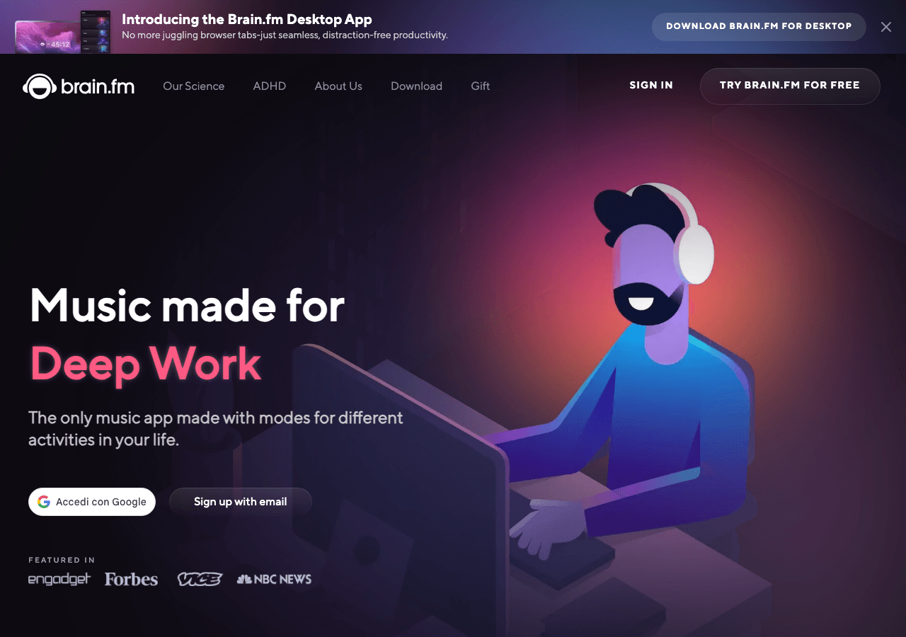 Brain.fm Audio Generation showing Audio Generation - Music to Focus Better