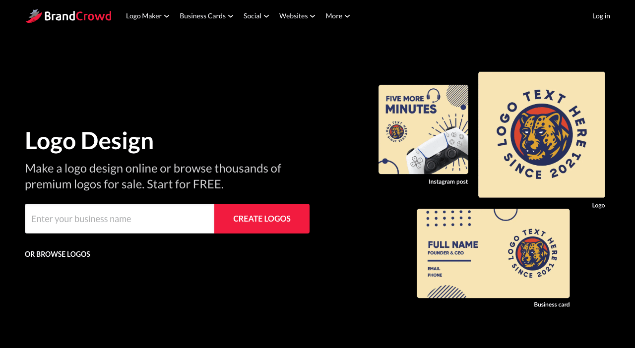 BrandCrowd Design showing Design - Design Your Own Logo and More