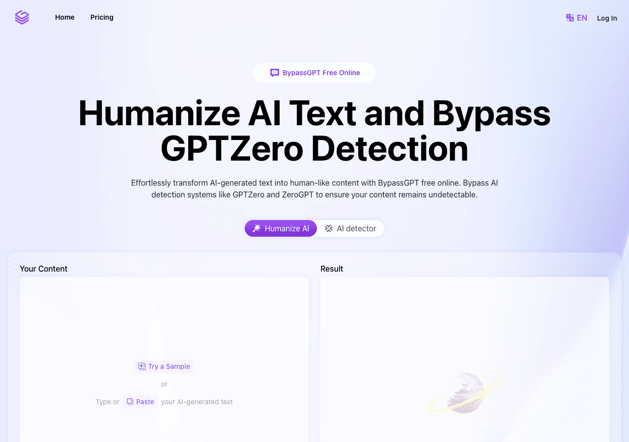 BypassGPT.co Writing & Translation showing Writing & Translation - Humanize AI text and bypass AI detection with one click