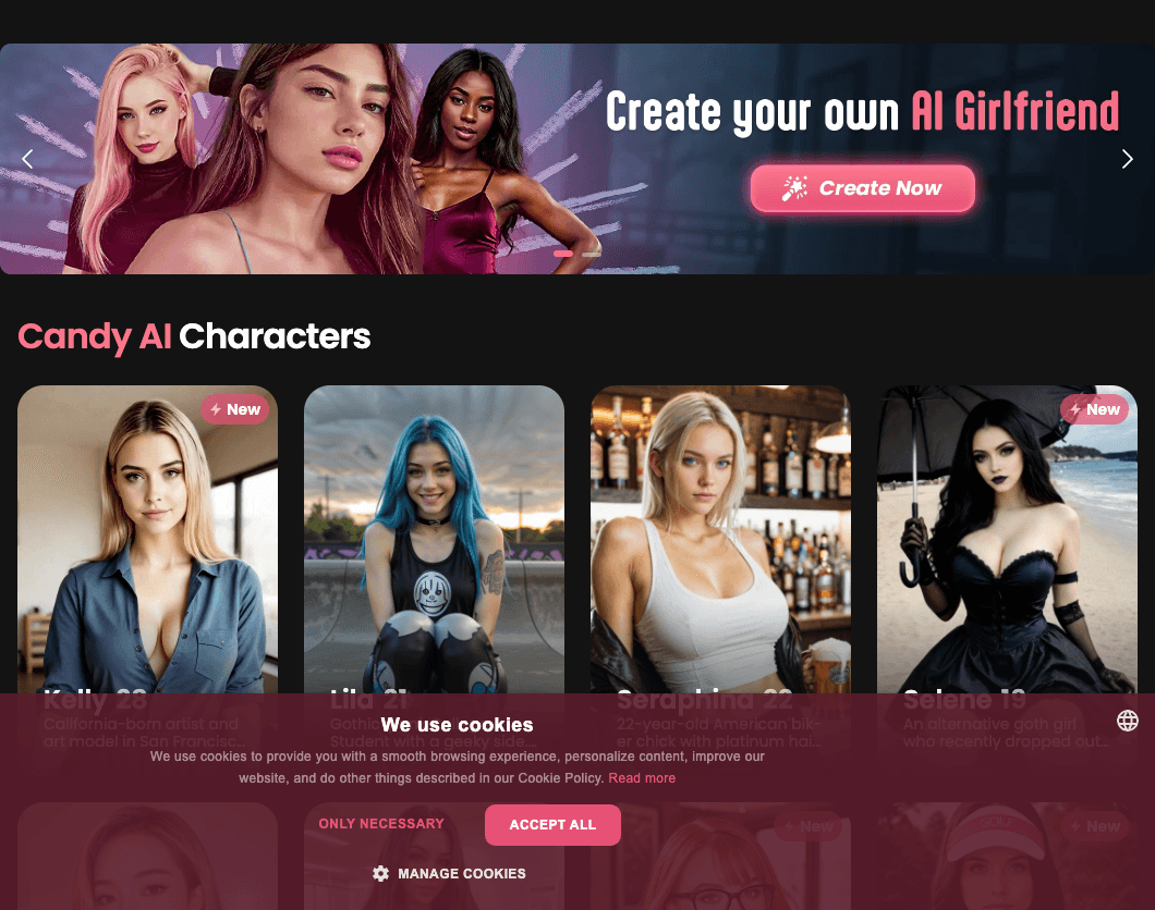 Candy AI Conversational AI showing ai girlfriend - Create your perfect AI companion