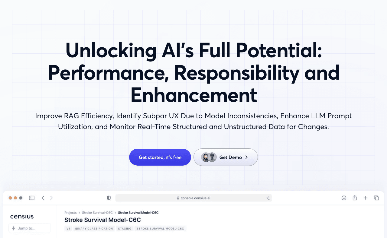 Censius AI Observability Platform Data Analytics showing Data Analytics - Monitor, Explain, and Debug AI Models with Confiden