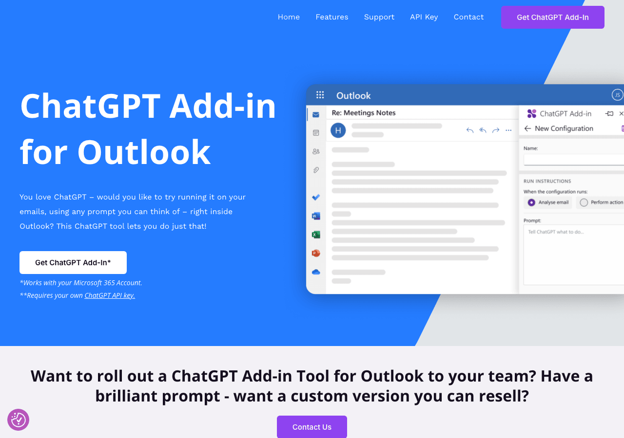 ChatGPT for Outlook Conversational AI showing Conversational AI - Enhance your Outlook experience with AI-powered ChatGPT
