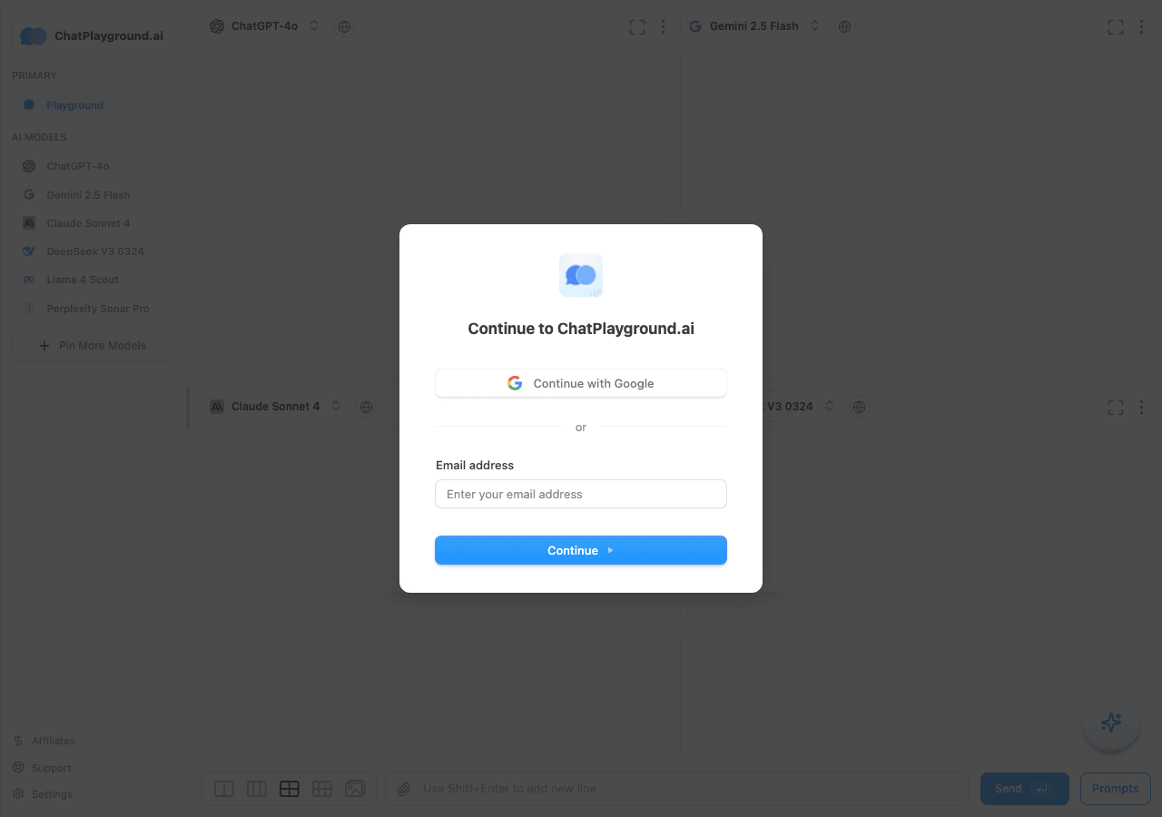 ChatPlayground Conversational AI showing Conversational AI - Where Conversations Come to Life