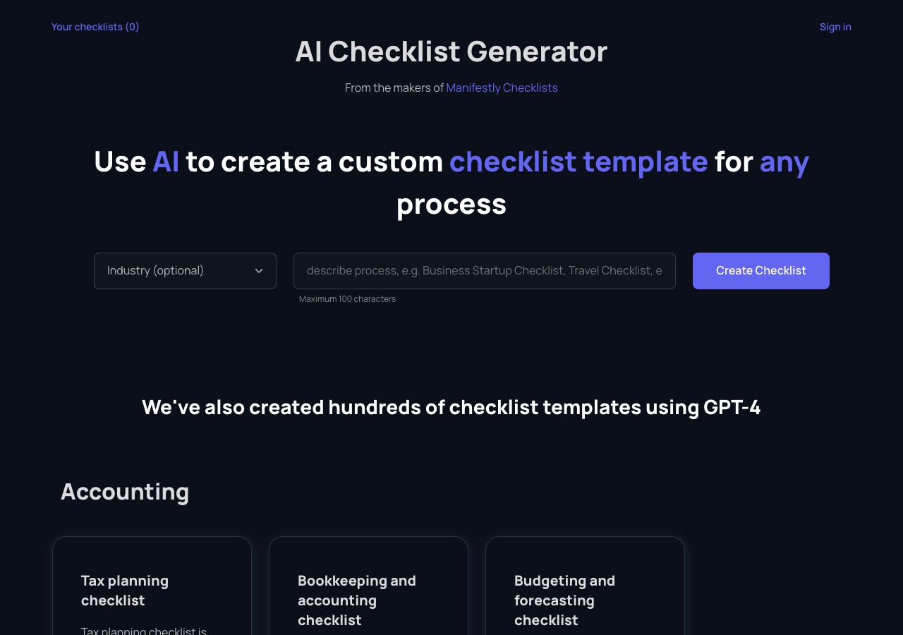 Checklist Generator Productivity & Collaboration showing Productivity & Collaboration - Revolutionize your process with AI-po