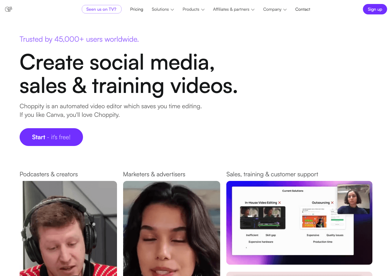 Choppity Video Editing showing Video Editing - Chop, Simplify, Excel