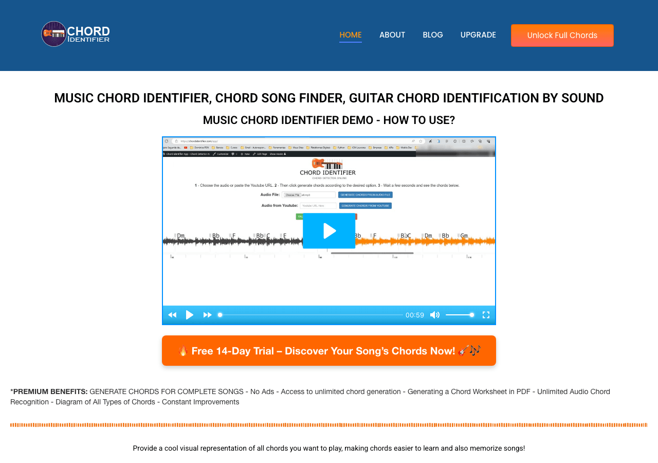 Chord Identifier Audio Editing showing Audio Editing - Identify chords with ease