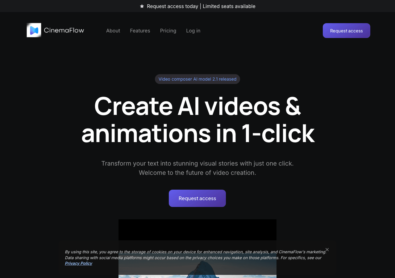 CinemaFlow AI Video Editing showing Video Editing - Transforming raw footage into cinematic masterpieces