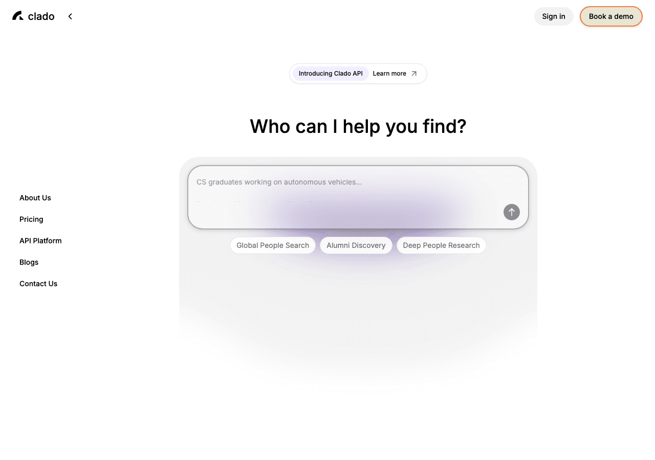 Clado Search & Discovery showing Search & Discovery - Ground-truth Platform for Humans
