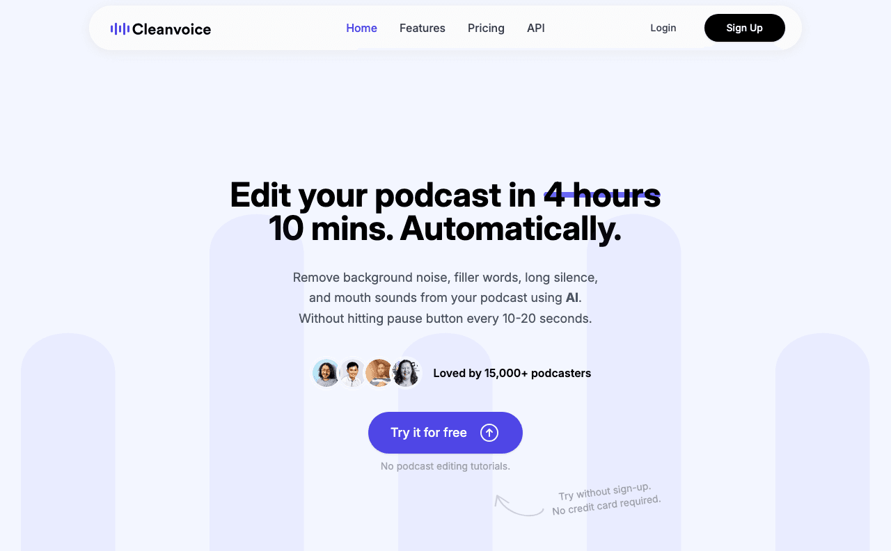 Cleanvoice AI Audio Editing showing audio transcription - Transforming audio into crystal-clear text