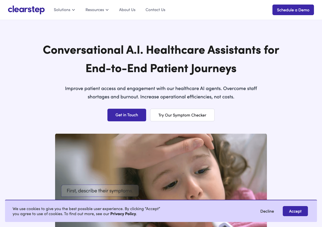 Clearstep Conversational AI showing Conversational AI - AI-Powered Triage & Scheduling for Healthcare at Scale
