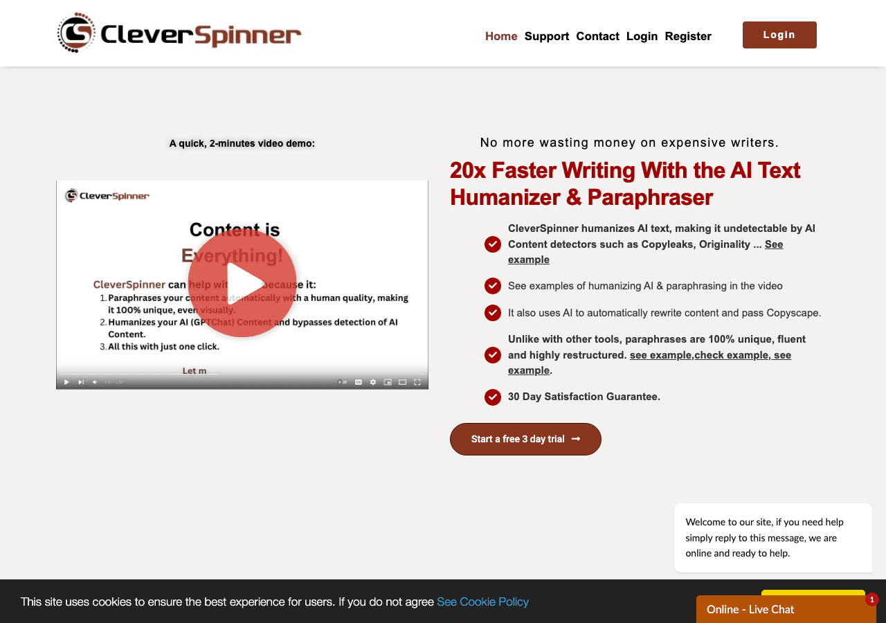 CleverSpinner Writing & Translation showing Writing & Translation - Transforming words with intelligence