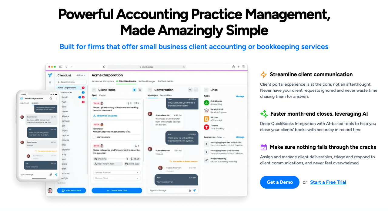 Client Hub Productivity & Collaboration showing Productivity & Collaboration - Simplify Client Communication