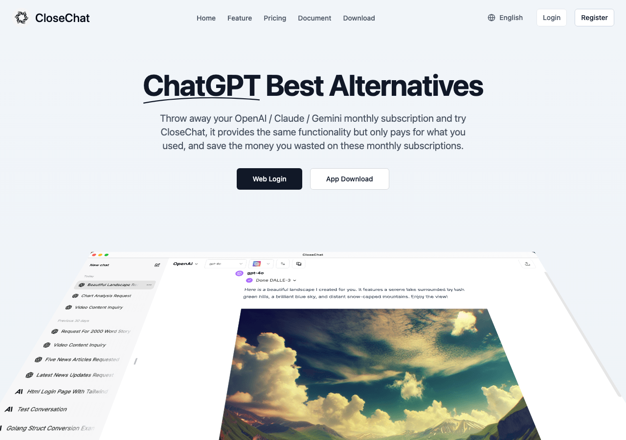 CloseChat Conversational AI showing Conversational AI - Enhancing Communication with AI