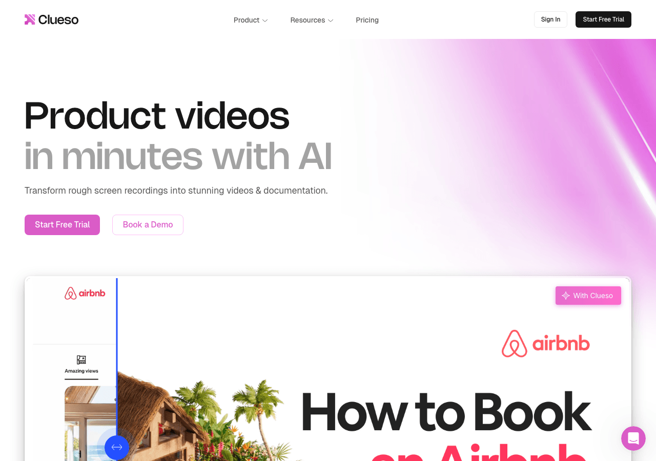 Clueso Video Editing showing Video Editing - Unlock the power of text analysis